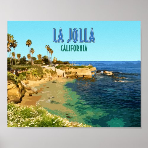 La Jolla Cove Beach San Diego California Vintage Poster