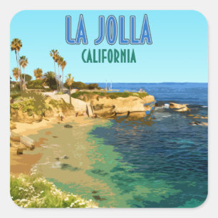 La Jolla Cove Beach San Diego California Vintage Square Sticker