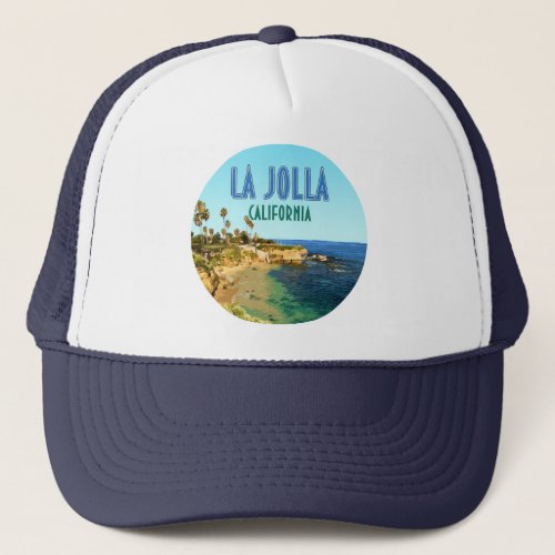 La Jolla Cove Beach San Diego California Vintage Trucker Hat