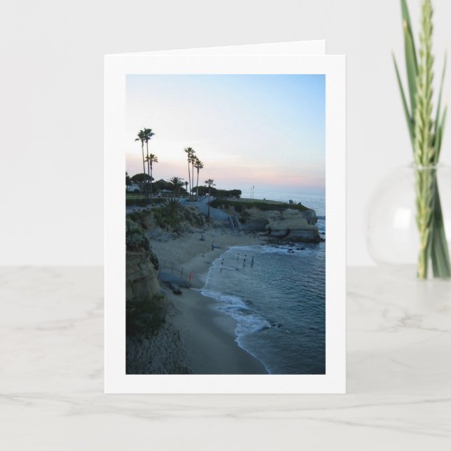 La Jolla Cove Beach Sunset Custom Greeting Cards (Front)