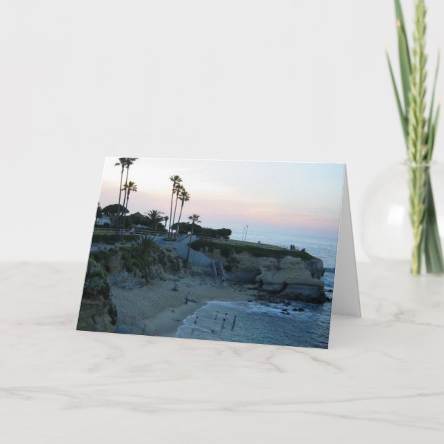 La Jolla Cove Beach Sunset Custom Greeting Cards (Front)