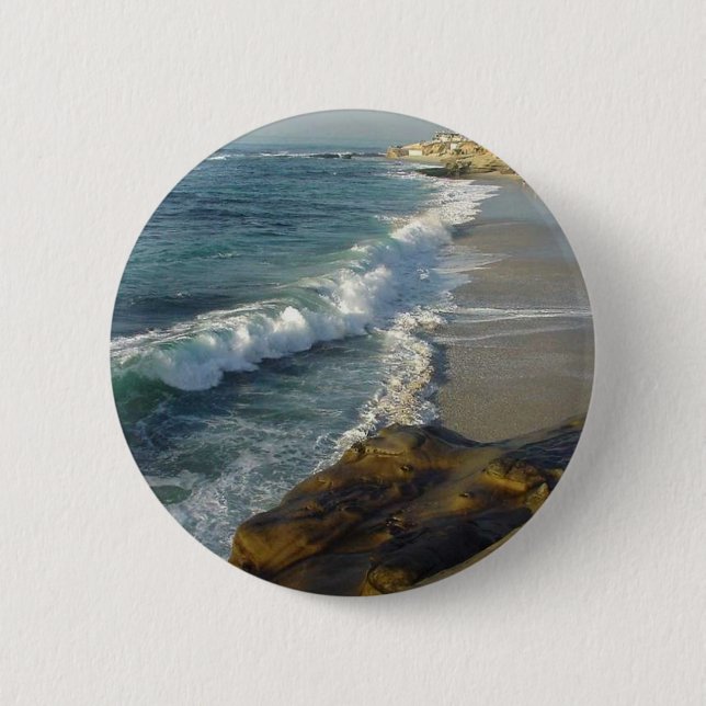 La Jolla Cove Beach Waves Sand Ocean Button (Front)