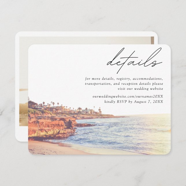 La Jolla Cove Beach Wedding Details Enclosure Card (Front/Back)