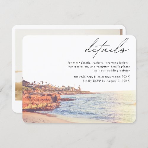 La Jolla Cove Beach Wedding Details Enclosure Card