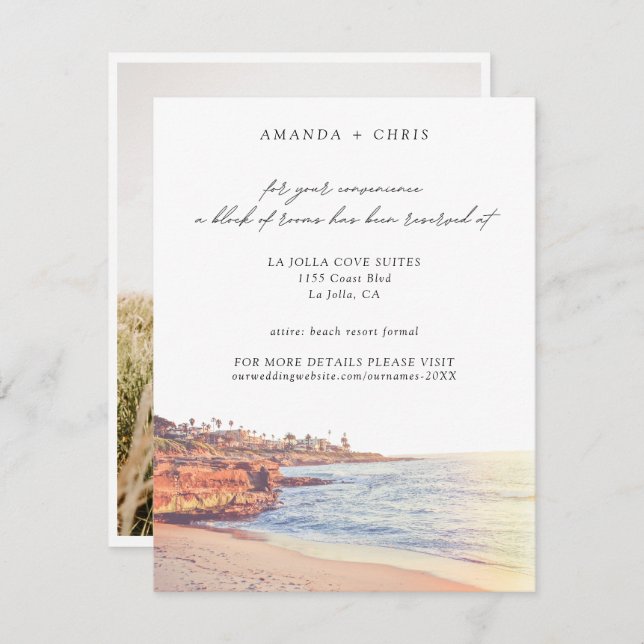 La Jolla Cove Beach Wedding Room Block Enclosure Card (Front/Back)