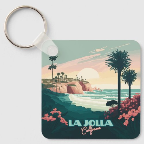 La Jolla Cove San Diego California Retro Keychain