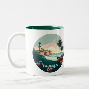 La Jolla Cove San Diego California Retro Two-Tone Coffee Mug