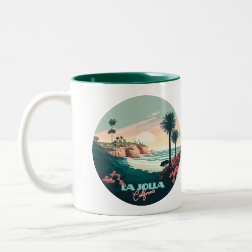 La Jolla Cove San Diego California Retro Two_Tone Coffee Mug
