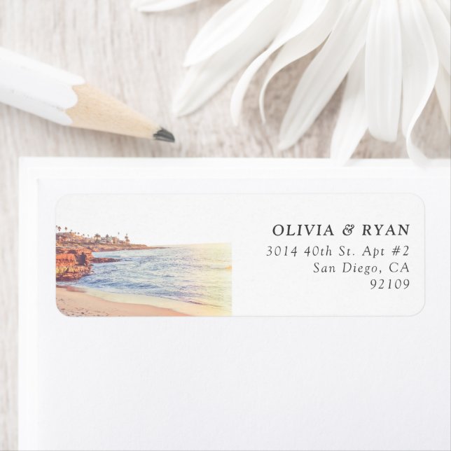 La Jolla Cove Sunset Beach Return Address Labels (Insitu)