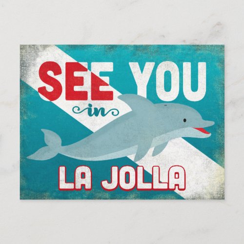 La Jolla Dolphin _ Retro Vintage Travel Postcard
