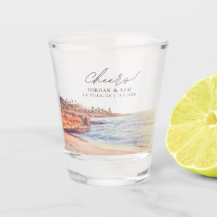La Jolla Photo Wedding Favor Cheers Shot Glass