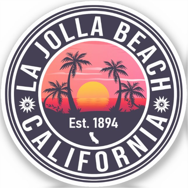 La Jolla San Diego California Sunset Souvenirs Sticker (Front)