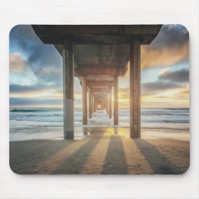La Jolla, Scripps'S Pier At Sunset | San Diego Mouse Pad (Front)