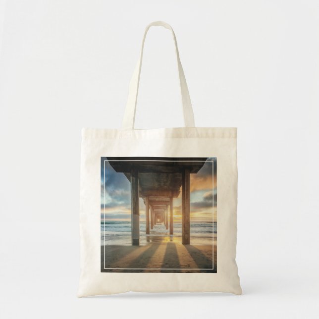 La Jolla, Scripps'S Pier At Sunset | San Diego Tote Bag (Front)