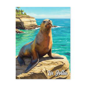 La Jolla Sea Lion California Travel Postcard