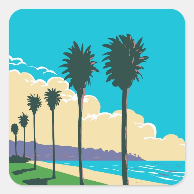 La Jolla Shores Beach Square Sticker (Front)