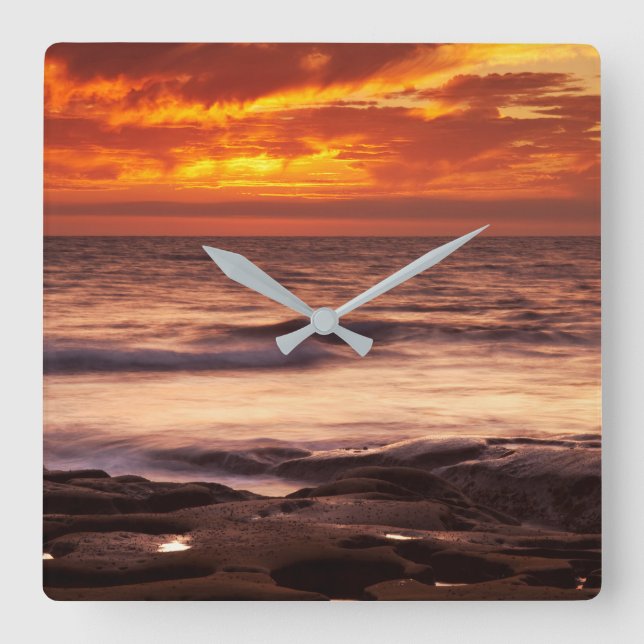 La Jolla Tide Pools Square Wall Clock (Front)