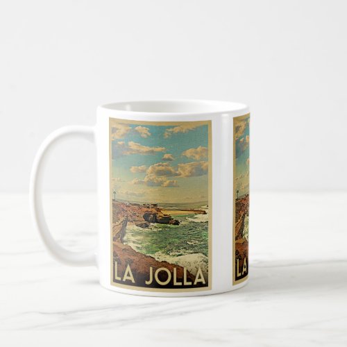 La Jolla Vintage Travel _ California Coast Coffee Mug