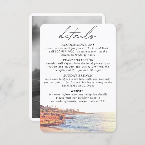 La Jolla Wedding Details Enclosure Card