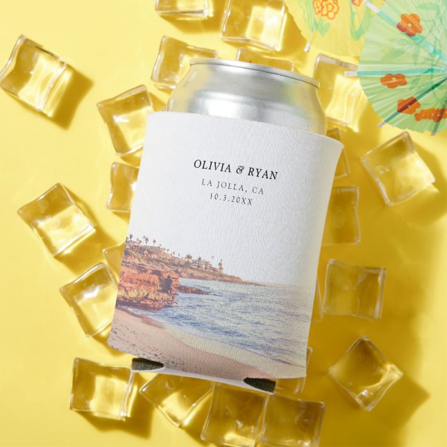 La Jolla Wedding Favor Custom  Can Cooler (In Situ Summer)