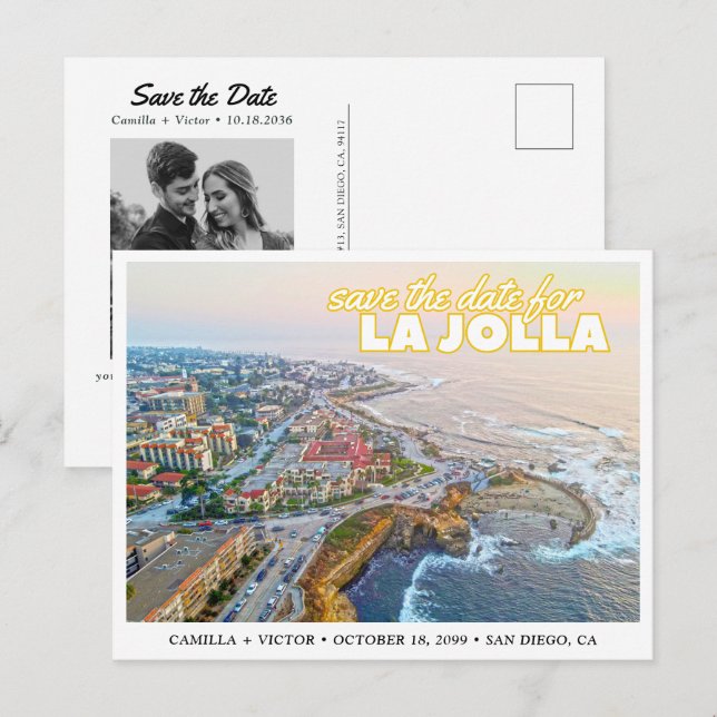 La Jolla Wedding Save the Date Photo Postcard (Front/Back)