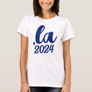 ,la Kamala comma pronounce 2024 blue text T-Shirt