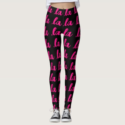 la  Kamala comma pronounce hot pink text black Leggings