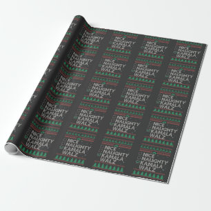 La Kamala Harris Ugly Christmas Sweater Election Wrapping Paper