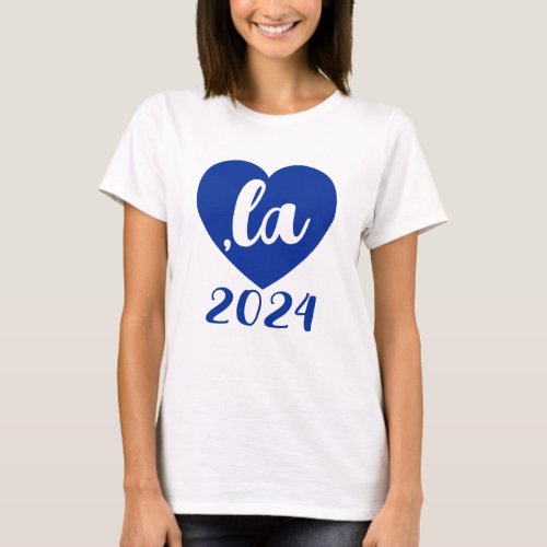 la KAMALA heart 2024 blue script text  T_Shirt