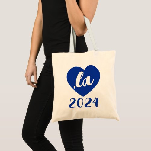 la KAMALA heart 2024 blue script text  Tote Bag