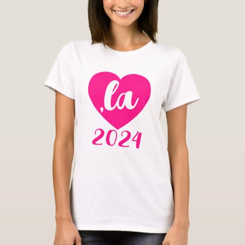 la KAMALA heart 2024 hot pink script text  T_Shirt