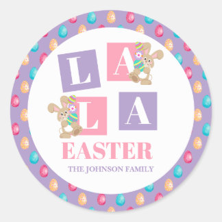 La La Easter Bunny Egg Hunt Classic Round Sticker