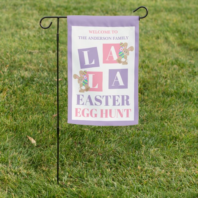 La La Easter Bunny Egg Hunt Garden Flag (In SItu)