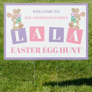 La La Easter Bunny Egg Hunt Yard Sign