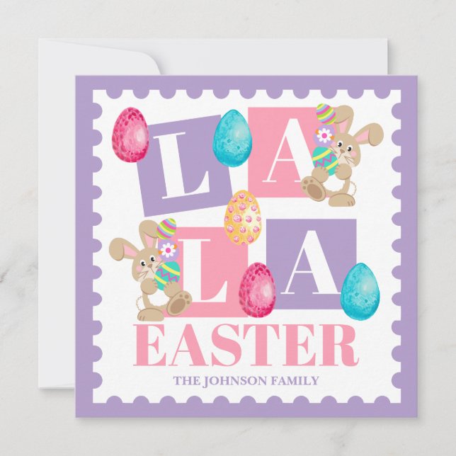 La La Easter Bunny  Holiday Card (Front)