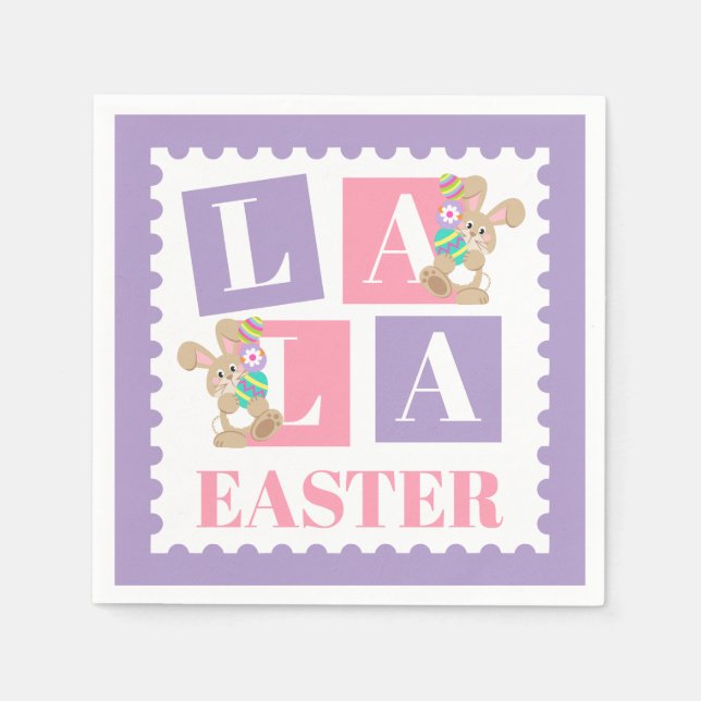 La La Easter Bunny Party Napkins (Front)