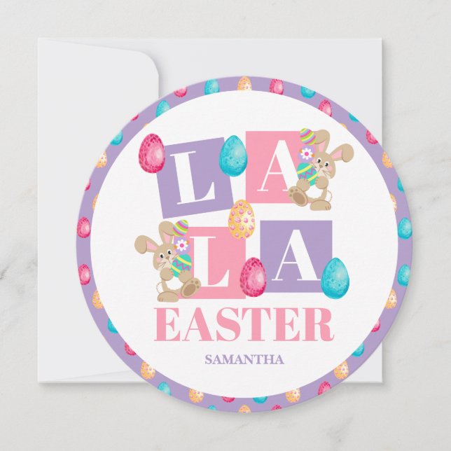 La La Easter Bunny Photo Holiday Card (Front)