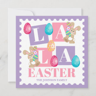 La La Easter Pastel Bunny Holiday Card