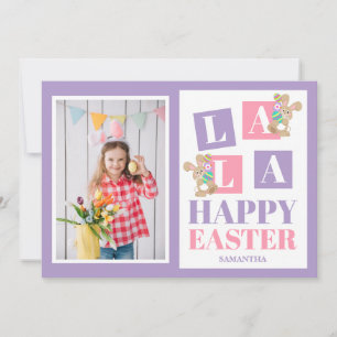 La La Easter Pastel Bunny Photo Greeting Card
