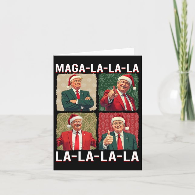 La La La Donald Trump Potus 47 Ugly Christmas 3  Card (Front)