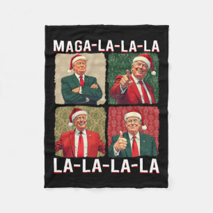 La La La Donald Trump Potus 47 Ugly Christmas 3 Fleece Blanket