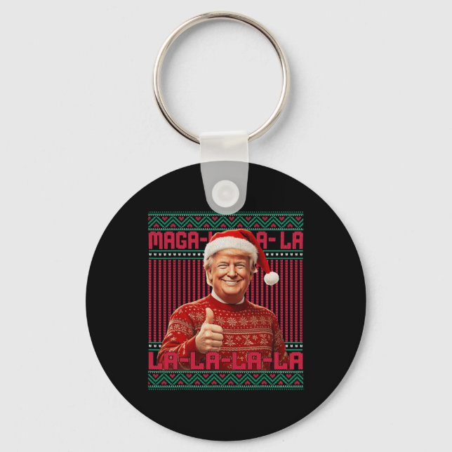 La La La Donald Trump Potus 47 Ugly Christmas Swea Keychain (Front)