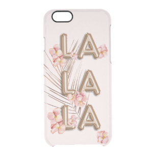 LA LA LA- Girly Trendy RoseGold Flower Motivation Clear iPhone 6/6S Case