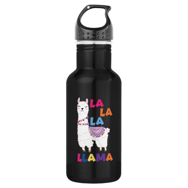 La La La Llama - Funny Singing Llama Stainless Steel Water Bottle (Front)