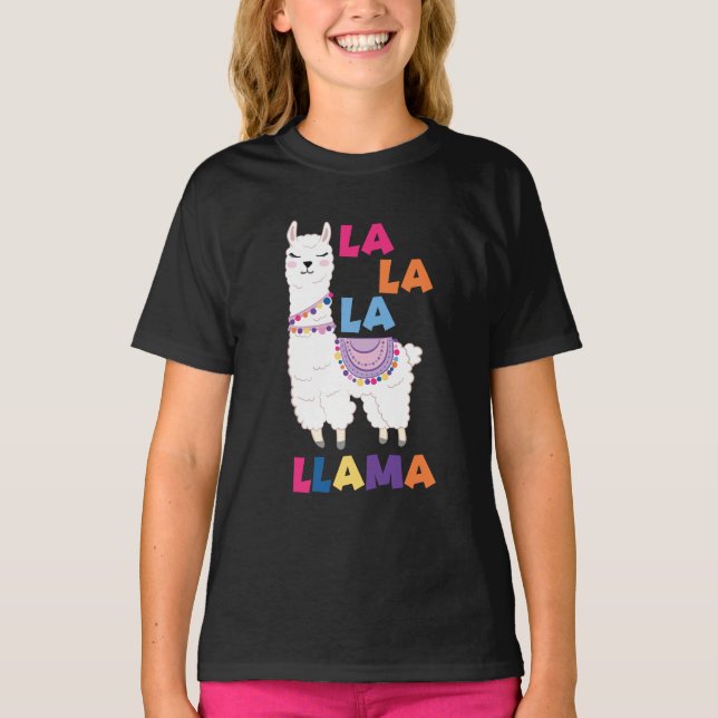 La La La Llama - Funny Singing Llama T-Shirt (Front)
