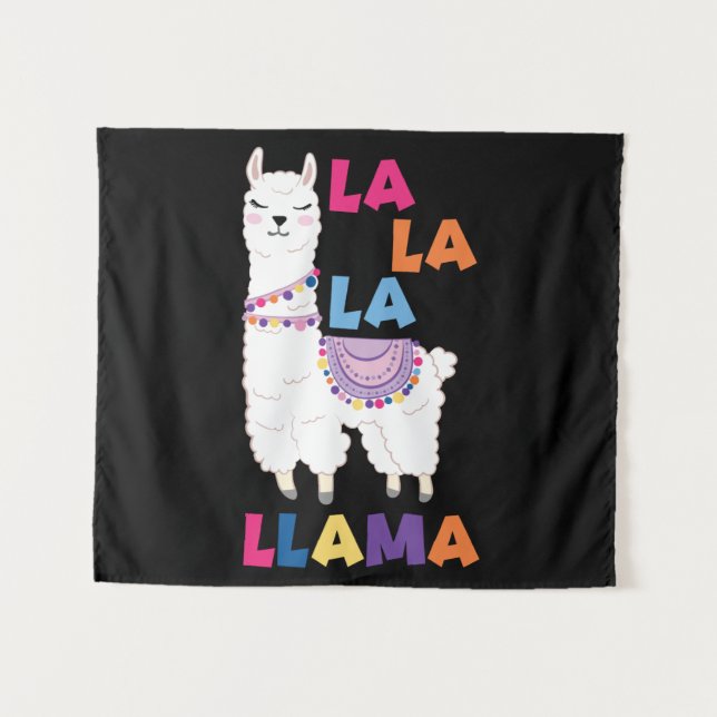 La La La Llama - Funny Singing Llama Tapestry (Front (Horizontal))