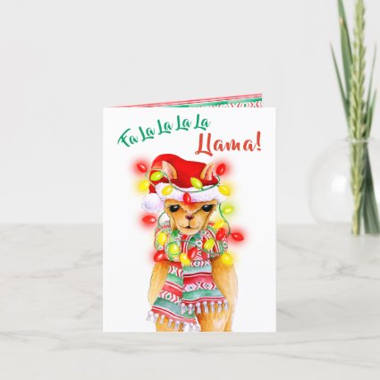 La La Llama! whimsy watercolor pattern Holiday Card