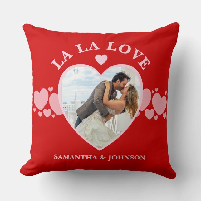La La Love Valentine’s Day Couple Photo Throw Pillow (Front)