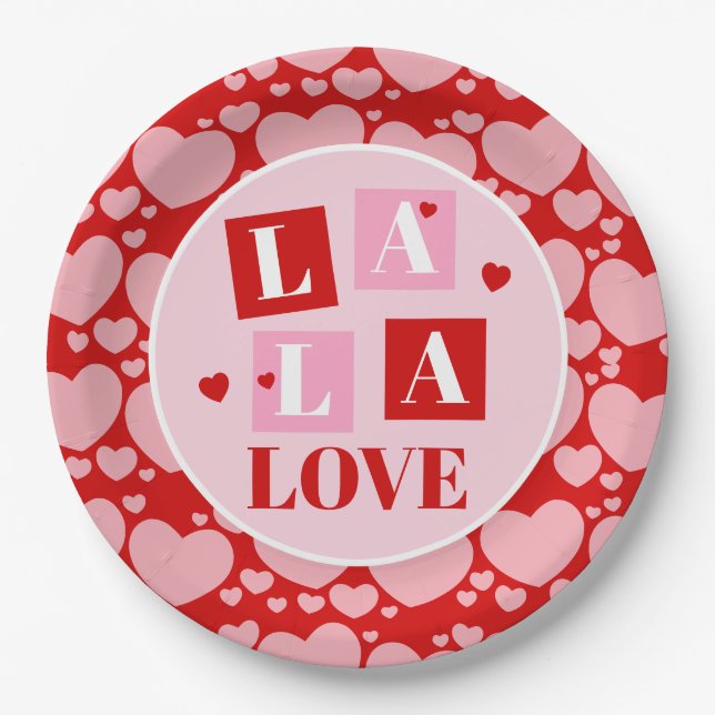 La La Love Valentine’s Day Paper Plates (Front)