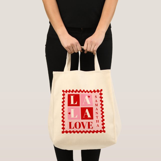 La La Love Valentine’s Day Personalized Tote Bag (Front (Product))